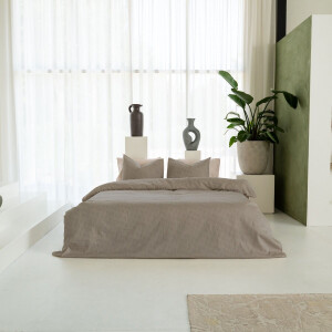 Kayori Koko Dekbedovertrek Katoen & Tencel - 200x200-220 + 2 slopen - Tweepersoons - Taupe