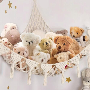 Ultiluxe® Knuffel Opberger - Stoffen Dieren Opberghanger - Kinderkamer Decoratie - Boho - Ruimtebesparend - Hangend - Transparant