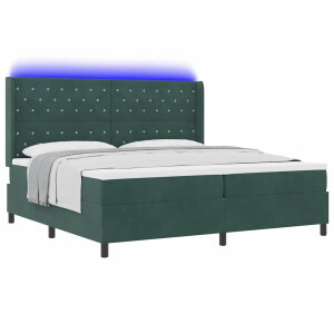 vidaXL - Boxspring - bed - met - matras - Donkergroen - 200 - x - 200 - cm - Fluweel