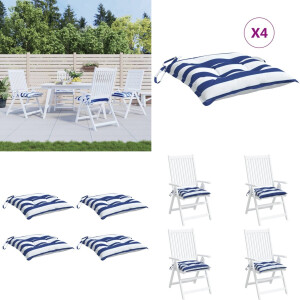 vidaXL Stoelkussens 4 st 50x50x7 cm stof gestreept wit en blauw - Bankkussen - Bankkussens - Stoelkussen - Rugkussen