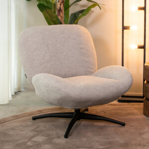 LABEL51 Clayton Fauteuil - Naturel - Stof - One Size - - - Draaibaar