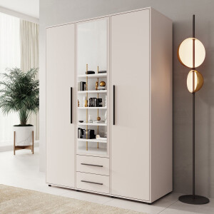 Meubella - Montalo - Kledingkast 3-deurs - Beige - 150x59x206 cm