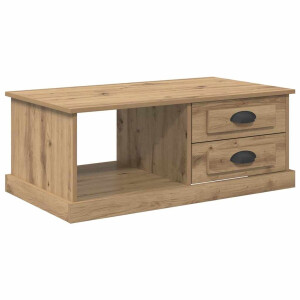 vidaXL - Salontafel - met - lade - Artisan - Eiken - 90 - x - 50 - x - 35 - cm - Bewerkt - hout