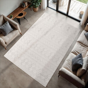 Flycarpets Binnen & Buiten vloerkleed - Zora Tribal Design - Creme 80x150 cm