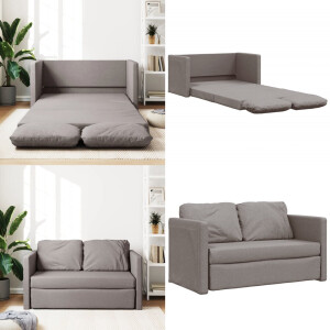 vidaXL Slaapbank vloermodel 2-in-1 112x174x55 cm stof taupe - Slaapbank - Slaapbanken - Slaapbank Vloermdoel - Bankbed