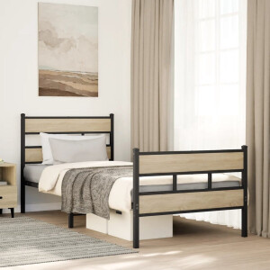 vidaXL - Bedframe - zonder - matras - metaal - sonoma - eikenkleurig - 90x190 - cm