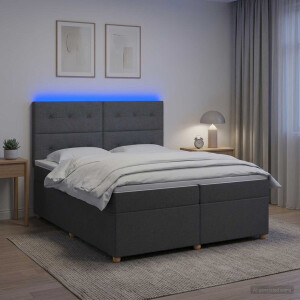vidaXL - Boxspringbed - met - matras - Donkergrijs - 200 - x - 200 - cm - Stof
