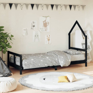 vidaXL - Kinderbedframe - 80x200 - cm - massief - grenenhout - zwart