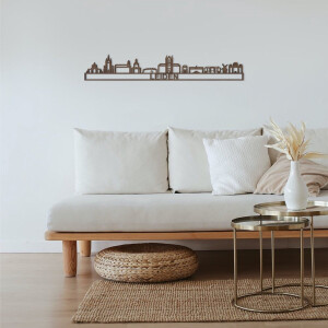 Skyline Leiden Notenhout 90 Cm Wanddecoratie Voor Aan De Muur Met Tekst City Shapes