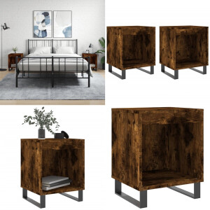 vidaXL Nachtkastjes 2 st 40x35x50 cm bewerkt hout gerookt eikenkleurig - Nachtkastje - Nachtkastjes - Bijzettafel - Wandkastje