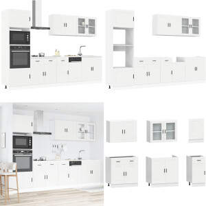 vidaXL 7-delige Keukenkastenset Kalmar bewerkt hout wit - Keukenkastset - Keukenkastsets - Keukenunitset - Kastset