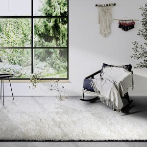 Flycarpets Hoogpolig vloerkleed - Olaf - Shaggy - Ivoor / Wit 200x290 cm