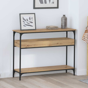 vidaXL - Wandtafel - artisanaal - eikenkleurig - 100 - x - 29 - x - 75 - cm - Bewerkt - hout