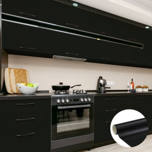 Waterdichte zelfklevende vinylsticker op rol per meter - Afwasbare sticker voor keuken, meubels, kasten, deuren - 60 cm x 8 m - Zwart