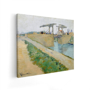 Artaza Canvas Schilderij Vincent van Gogh Schildert de Langloisbrug bij Arles in de Regen - 50x40 cm - Wanddecoratie Woonkamer - Schilderijen - Muurdecoratie