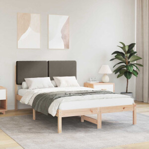 vidaXL - Bedframe - met - Gevoerde - Hoofdbord - Taupe - 135 - x - 190 - cm
