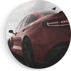 Artaza Forex Muurcirkel Rode Sportwagen Auto - 80x80 cm - Groot - Wandcirkel - Rond Schilderij - Wanddecoratie Cirkel