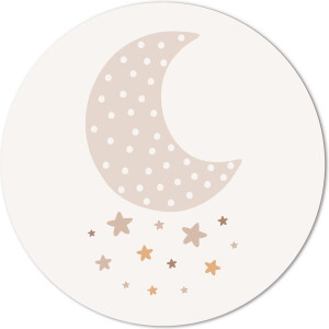 Label2X - Muurcirkel kids maantje - 12 cm - Forex - Multicolor - Wandcirkel - Rond Schilderij - Muurdecoratie Cirkel - Wandecoratie rond - Decoratie voor woonkamer of slaapkamer