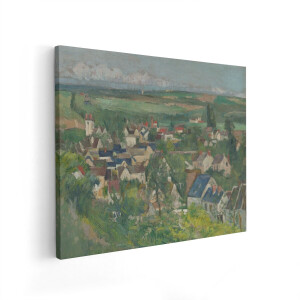 Artaza Canvas Schilderij Schilderachtig Frans Dorpje met Glooiende Groene Heuvels en Huizen - 100x80 cm - Wanddecoratie Woonkamer - Schilderijen - Muurdecoratie