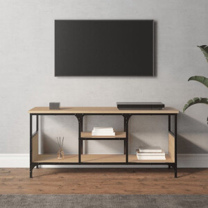 vidaXL - Tv-meubel - 100x33x45 - cm - bewerkt - hout - en - ijzer - sonoma - eikenkleur