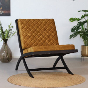 Bronx71® Design fauteuil Madrid velvet okergeel