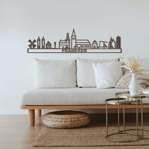 Skyline Franeker Notenhout 90 Cm Wanddecoratie Voor Aan De Muur Met Tekst City Shapes