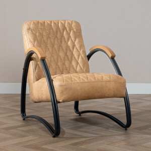 Bronx71® Industriële fauteuil Ivy eco-leer beige