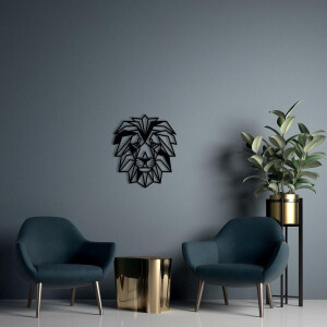 Houten Dierenkop • Houten Leeuw • Dierenkop Leeuw • Extra Groot • Zwart MDF • Houten Dier • Wandecoratie