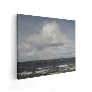 Artaza Canvas Schilderij Zee - 50x40 cm - Wanddecoratie Wolken - Muurdecoratie Landschap - Schilderijen Op Canvas Natuur