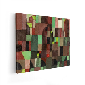 Artaza Canvas Schilderij Paul Klee'S Abstracte Compositie 'Castle Garden' met Geometrische Vormen en Aardse Kleuren - 100x80 cm - Wanddecoratie Woonkamer - Schilderijen - Muurdecoratie