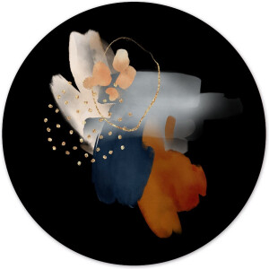 Label2X - Muurcirkel abstract zwart - Ø 30 cm - Forex - Multicolor - Wandcirkel - Rond Schilderij - Muurdecoratie Cirkel - Wandecoratie rond - Decoratie voor woonkamer of slaapkamer
