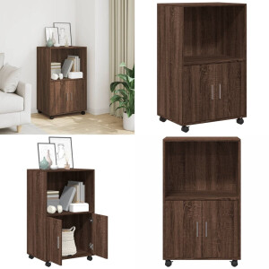 vidaXL Rolkast 55x40x91 cm bewerkt hout bruin eikenkleurig - Rolkast - Rolkasten - Rolkastje - Rol Kastje