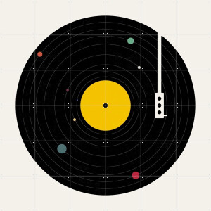 IXXI Music Everywhere, Florent Bodart - 120 x 120 cm - Gratis ophangtool - Grote wanddecoratie en posters - Kleurrijk, Grafisch Ontwerp, Illustraties