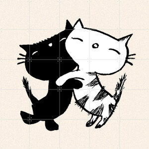 IXXI Pim & Pom 7, Fiep Westendorp - 100 x 100 cm - Gratis ophangtool - Grote wanddecoratie en posters - Cartoonesk, Speels, Line art, Illustraties