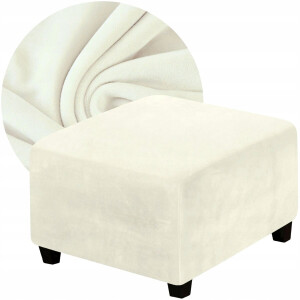 Elastische Poef Overtrek Velours Premium Crème - Oeko-Tex