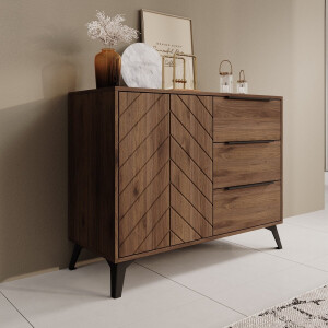 Meubella - Xiano - Dressoir - Donker eikenpatroon - 104x40x80 cm
