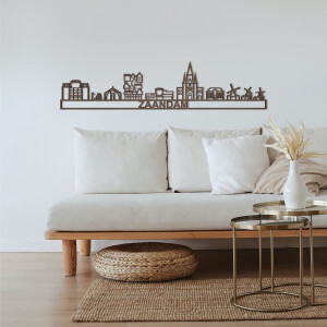Skyline Zaandam Notenhout 130 Cm Wanddecoratie Voor Aan De Muur Met Tekst City Shapes