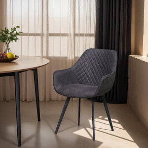 Livingfurn Eetkamerstoel Luca Antraciet - Set van 2