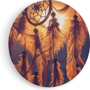 Artaza Forex Muurcirkel Amulet van de Indianen - Symbool - Ketting - 80x80 cm - Groot - Wandcirkel - Rond Schilderij - Wanddecoratie Cirkel