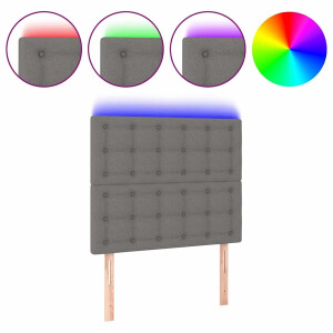 vidaXL - Hoofdbord - LED - 80x5x118/128 - cm - stof - donkergrijs