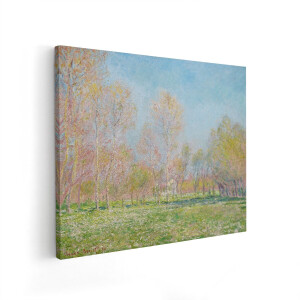 Artaza Canvas Schilderij Claude Monet'S Lisière de Forêt Près de Giverny - 1885 - Impressionistische Landschap met Bomen en Bloemen - 50x40 cm - Wanddecoratie Woonkamer - Schilderijen - Muurdecoratie