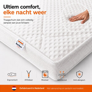 Topdekmatras 180x210 - Topper Nasa Traagschuim - Ademend Tencel Hoes - Ergonomisch & Drukverlagend Topdekmatras - Nasa Memory Foam - Ca 12cm Dik - Bestrest Bedden®