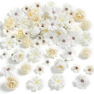 Mini Kunstbloemen - 40 Stuks - Nepbloemen Voor Knutselen & Decoratie - Wit - Kasey