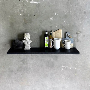 GoudmetHout - Zwevende wandplank - Blinde montage - eiken - 220 x 20 cm - zwart eiken - zwevende boekenplank - Incl. bevestiging