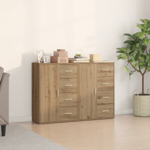 vidaXL - Dressoir - 2 - st - Artisan - Eiken - 60 - x - 31 - x - 84 - cm - Bewerkt - hout
