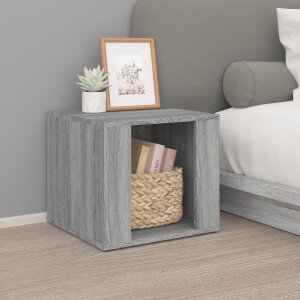 vidaXL - Nachtkastje - 41x40x36 - cm - bewerkt - hout - grijs - sonoma - eikenkleur