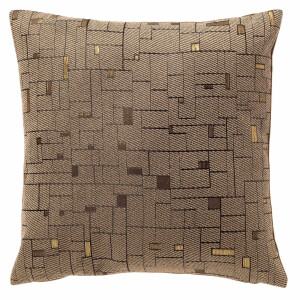 Dutch Decor GIBSON - kussenhoes 45x45 cm - gouddraad - geometrisch motief - Sepia Tint - bruin, goud - met rits - zonder binnenkussen