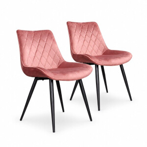 DS4U® - Benito eetkamerstoel - Set van 2 - Roze - Velvet