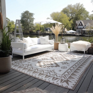 Flycarpets Elle Decoration - Binnen & Buitenkleed - Omkeerbaar - Gemini - Linen / Beige - 80x150 cm