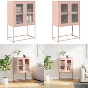 vidaXL Hoge kast 68x39x107 cm staal roze - Hoge Kast - Hoge Kasten - Dressoir - Kast